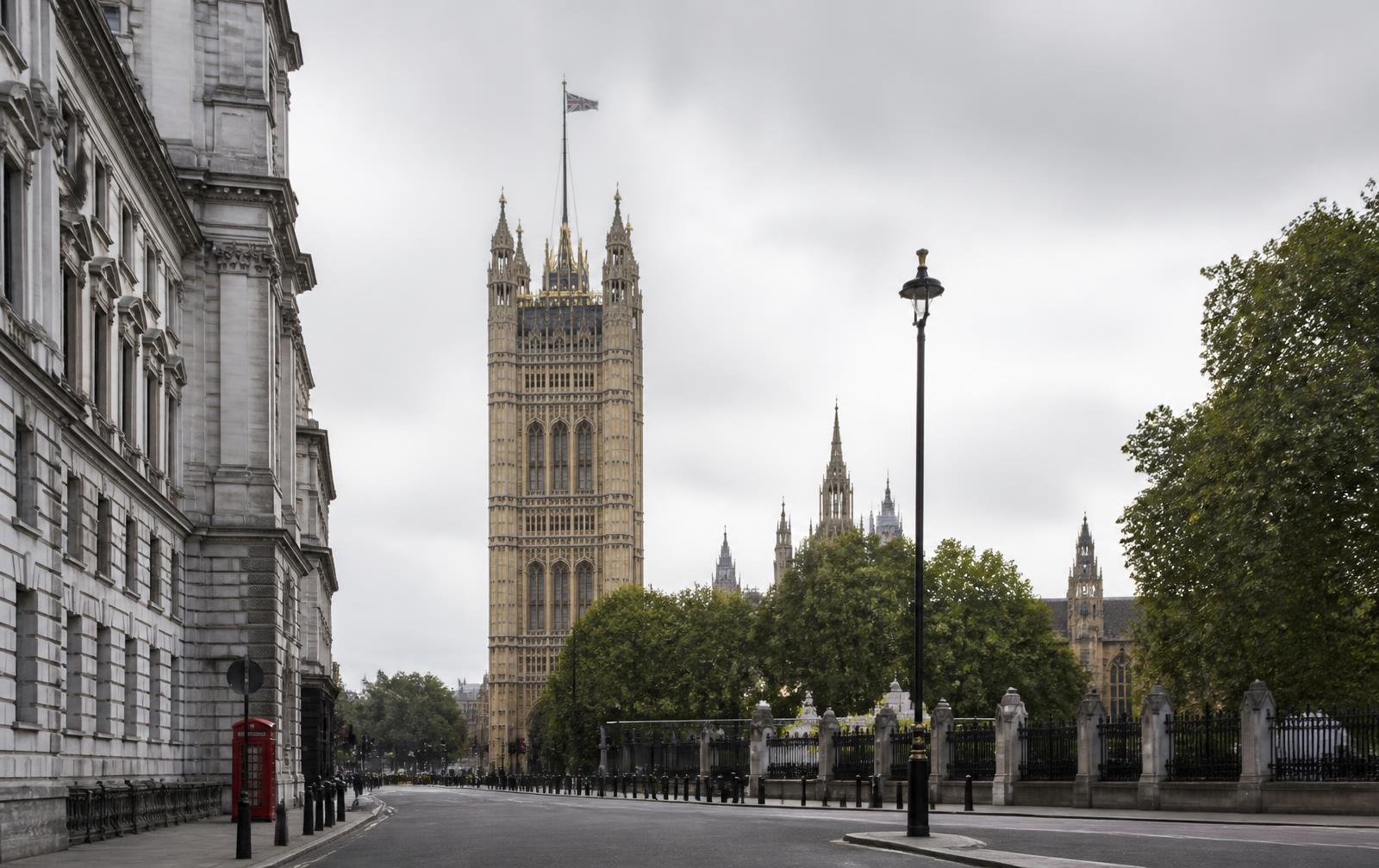 Government buildings in Westminster on an overcast day